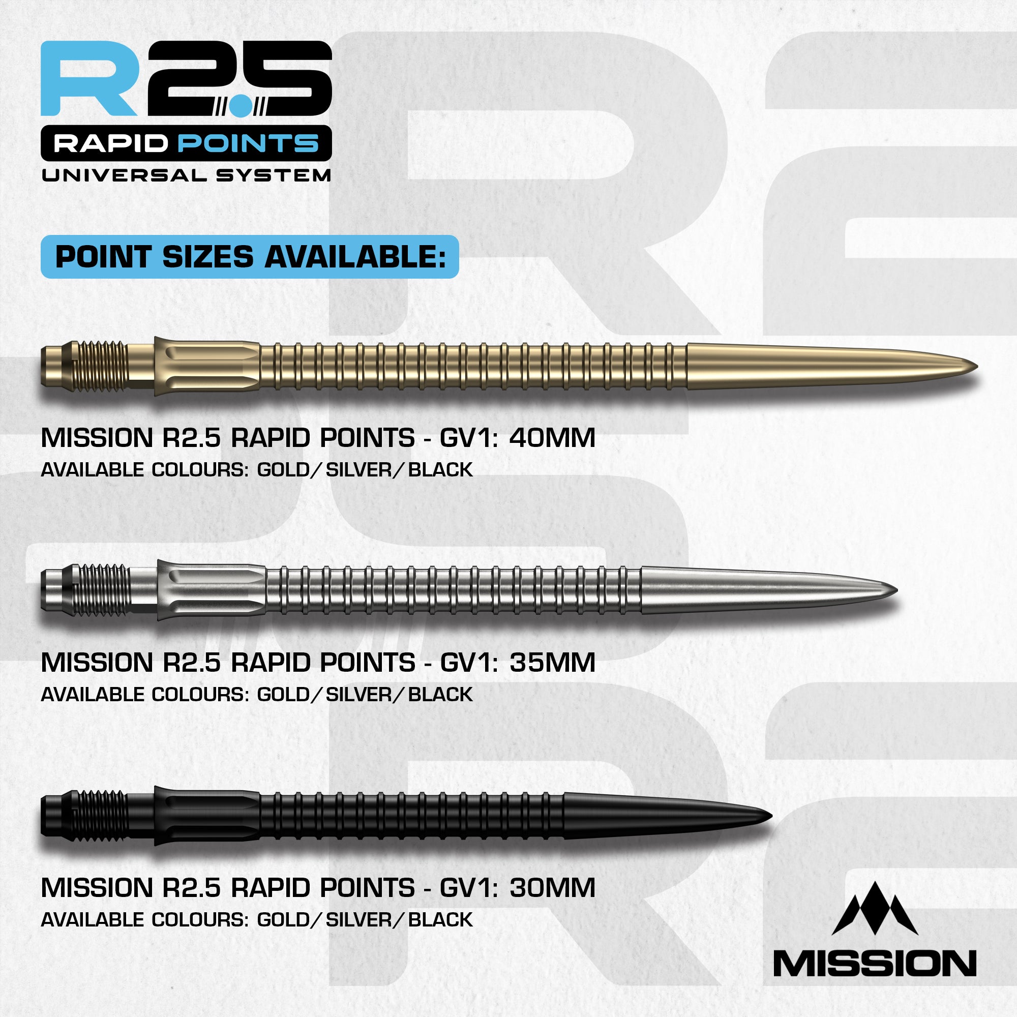 Mission R2.5 Rapid Dart Tips GV1